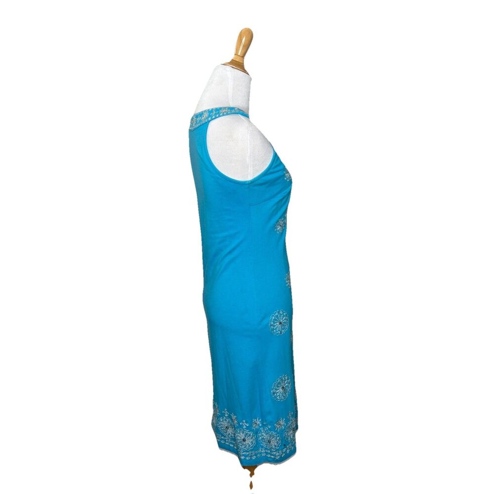 Vintage INC International Concepts Blue Silver Indian Sleeveless Dress Sz Small - Picture 4 of 5